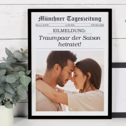 Tageszeitung - Bilderrahmen als Geschenk zur Hochzeit, Geburtstag, Mutter- und Vatertag