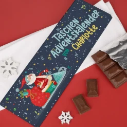Taschen Adventskalender - 300g Schokolade als Weihnachtskalender mit Namensaufdruck