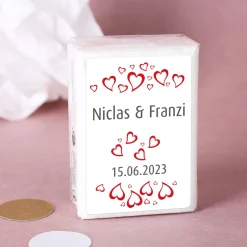 Taschentücher im 10er-Set zur Hochzeit mit Herzen und Ihren Wunschangaben gestaltet