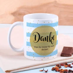 Tasse - Danke - optional mit Lindt Herzen gefüllt