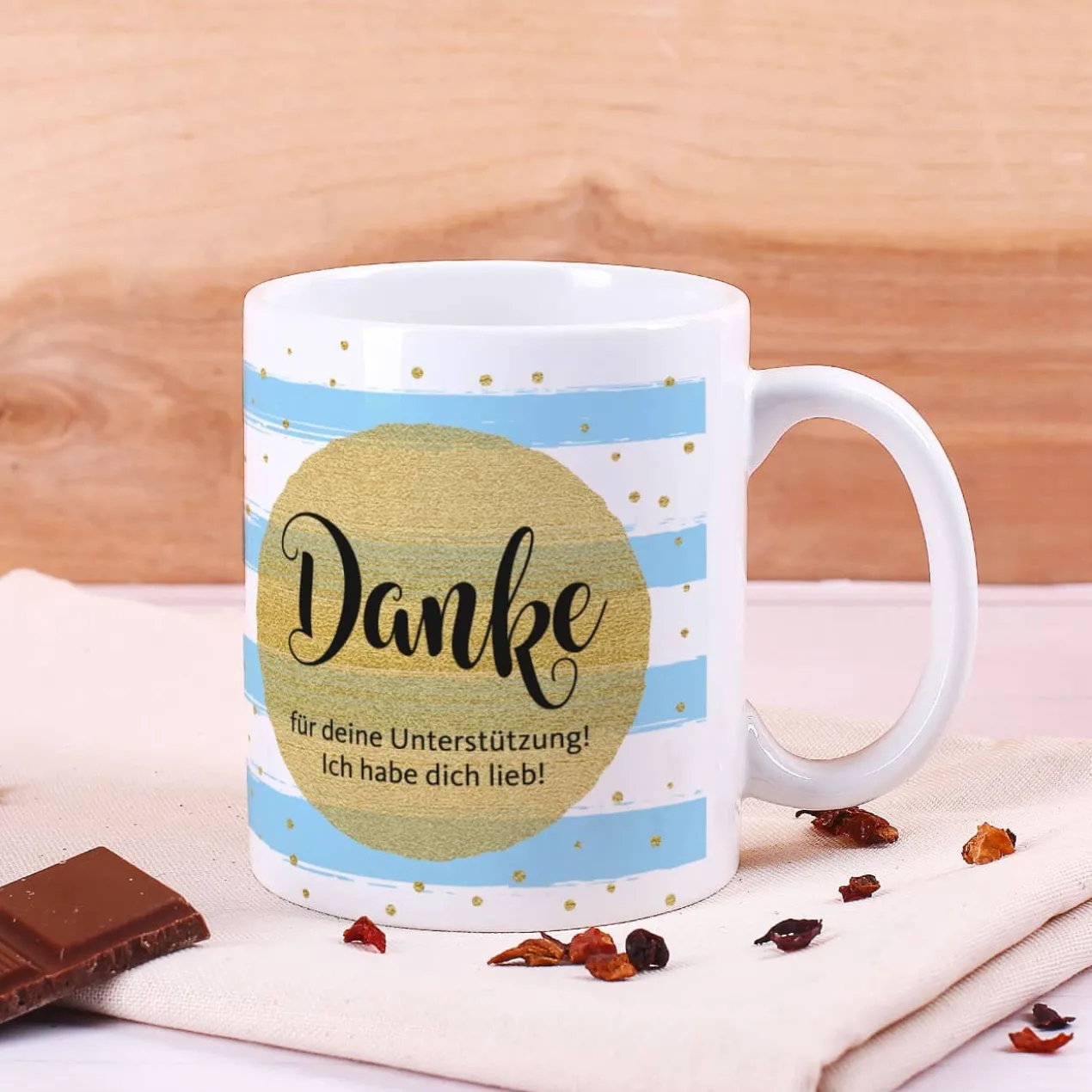 Tasse - Danke - optional mit Lindt Herzen gefüllt
