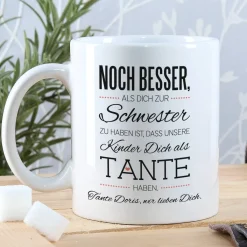 Tasse für die beste Schwester und Tante mit Spruch und Ihrem Wunschtext