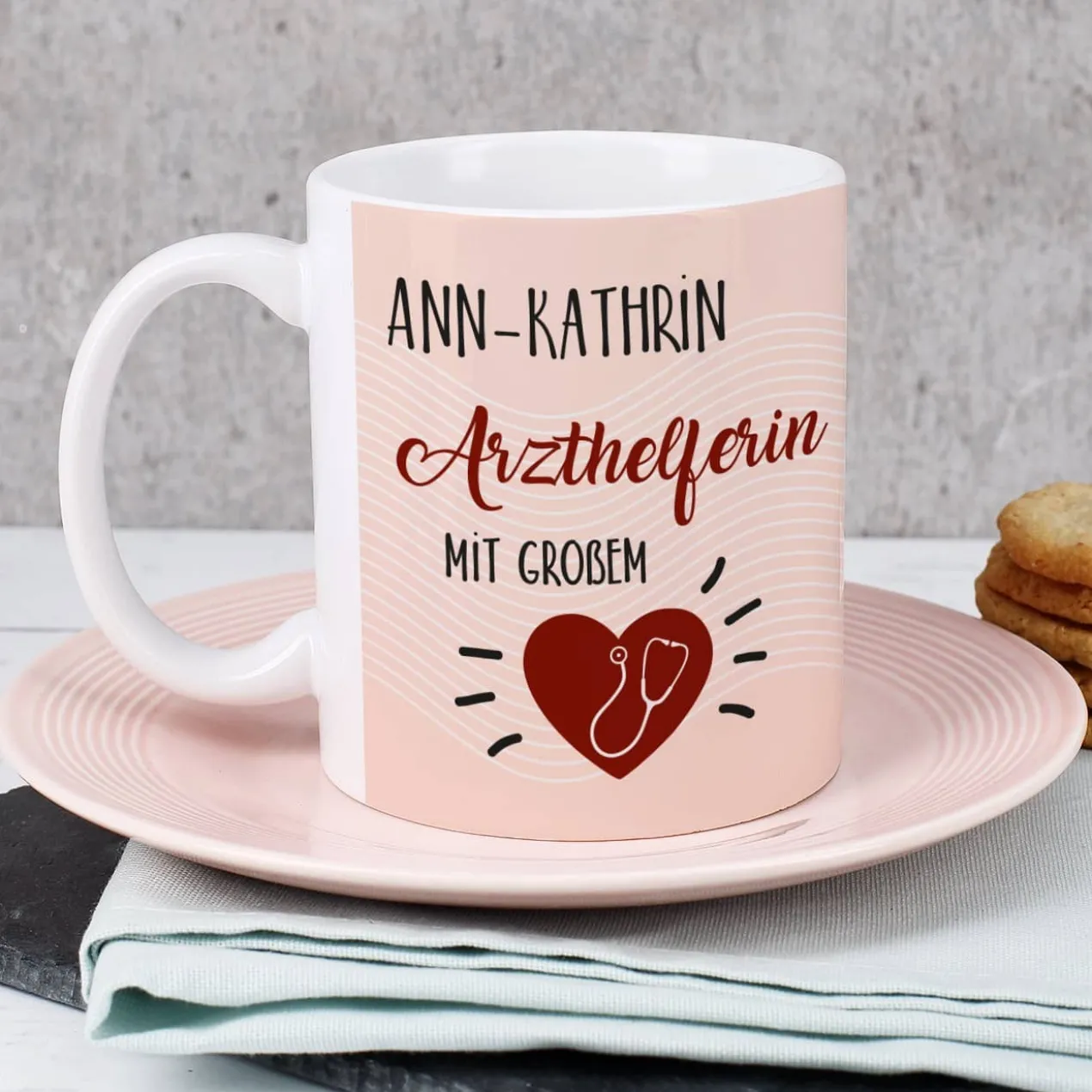 Tasse für eine Arzthelferin mit großem Herz - als Dankeschön