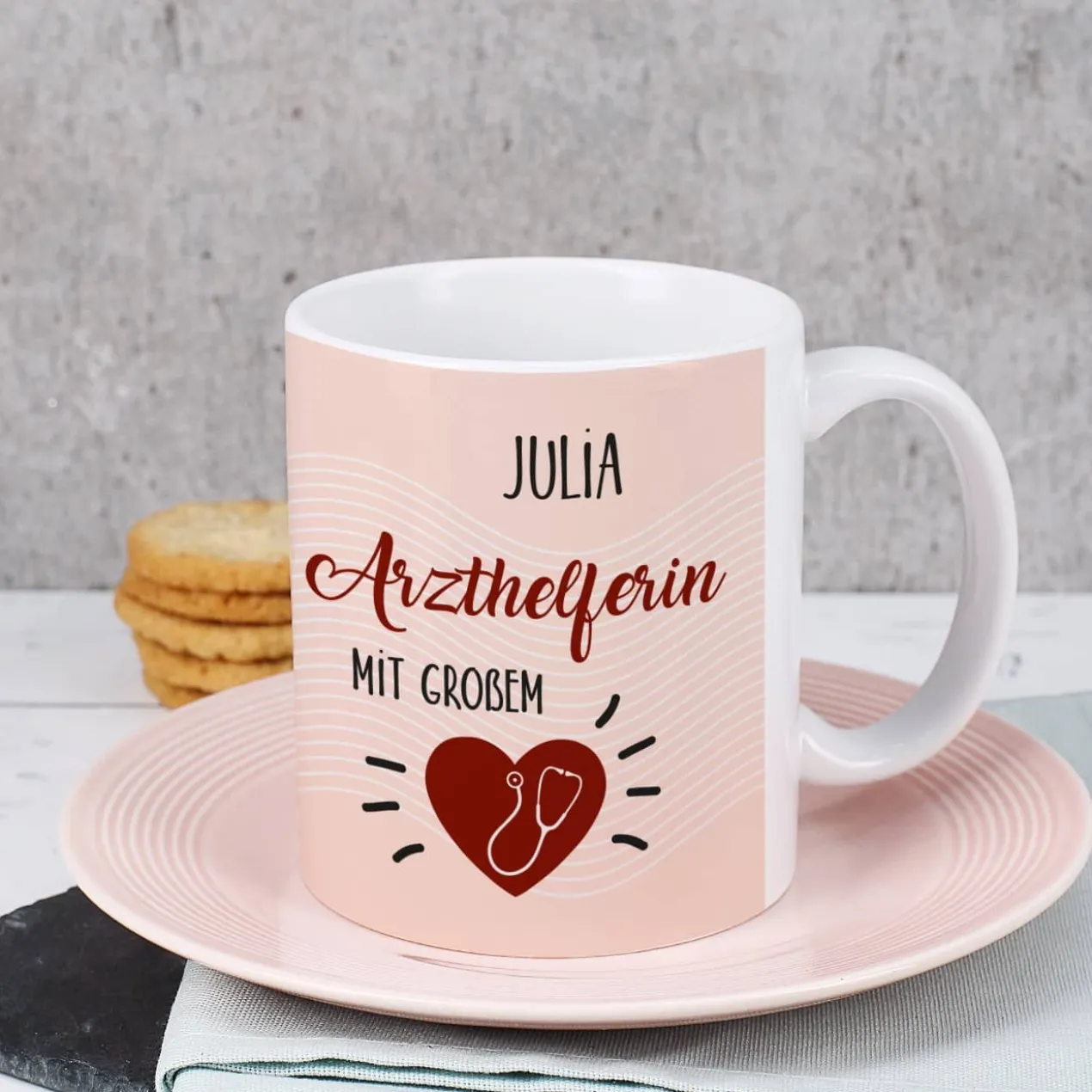 Tasse für eine Arzthelferin mit großem Herz - als Dankeschön