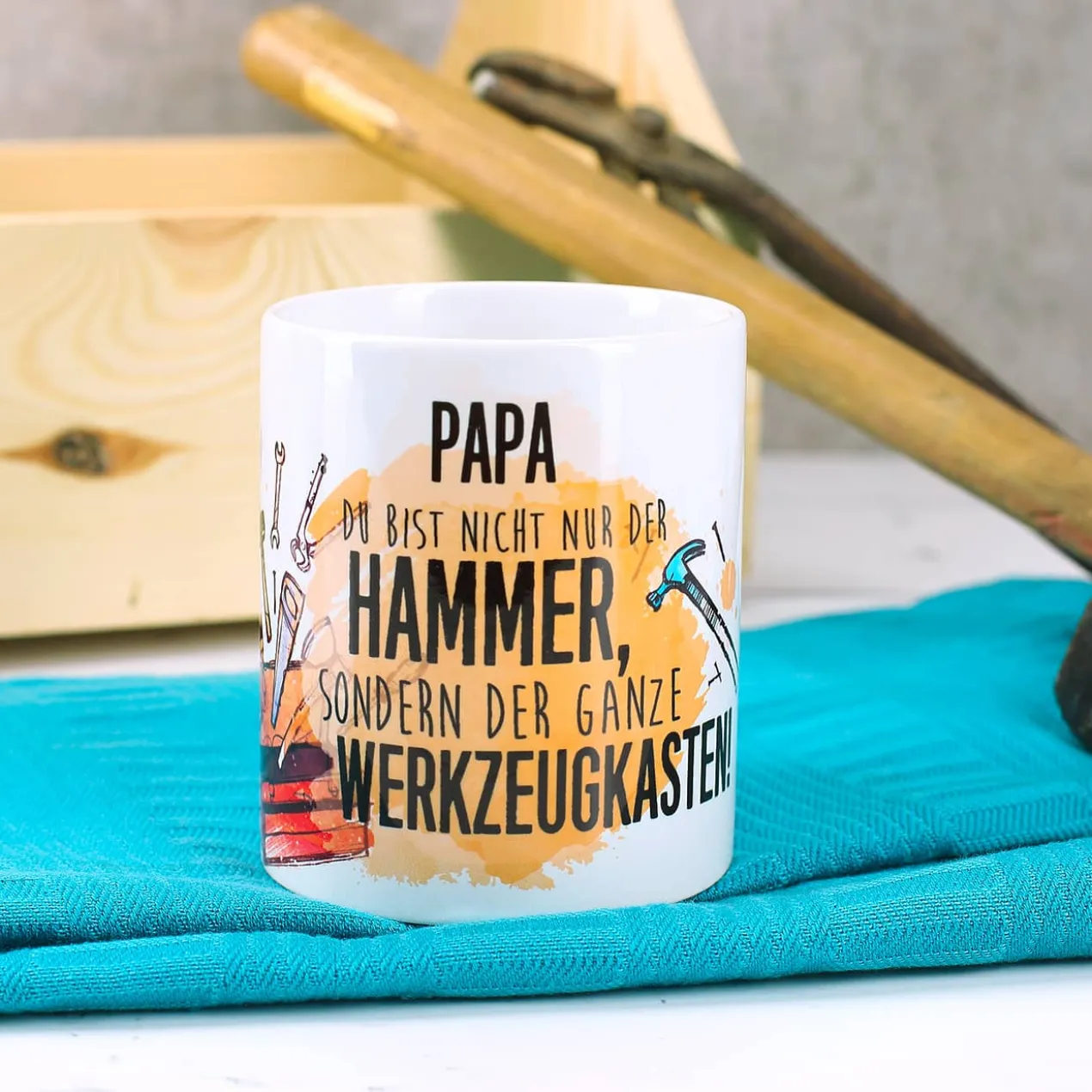 Tasse für Handwerker mit lustigem Spruch und Name