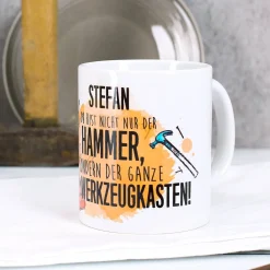 Tasse für Handwerker mit lustigem Spruch und Name