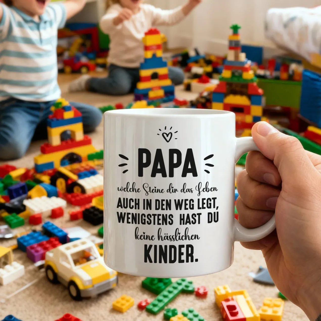 Tasse für Papa mit Spruch wenigstens hast du keine hässlichen Kinder