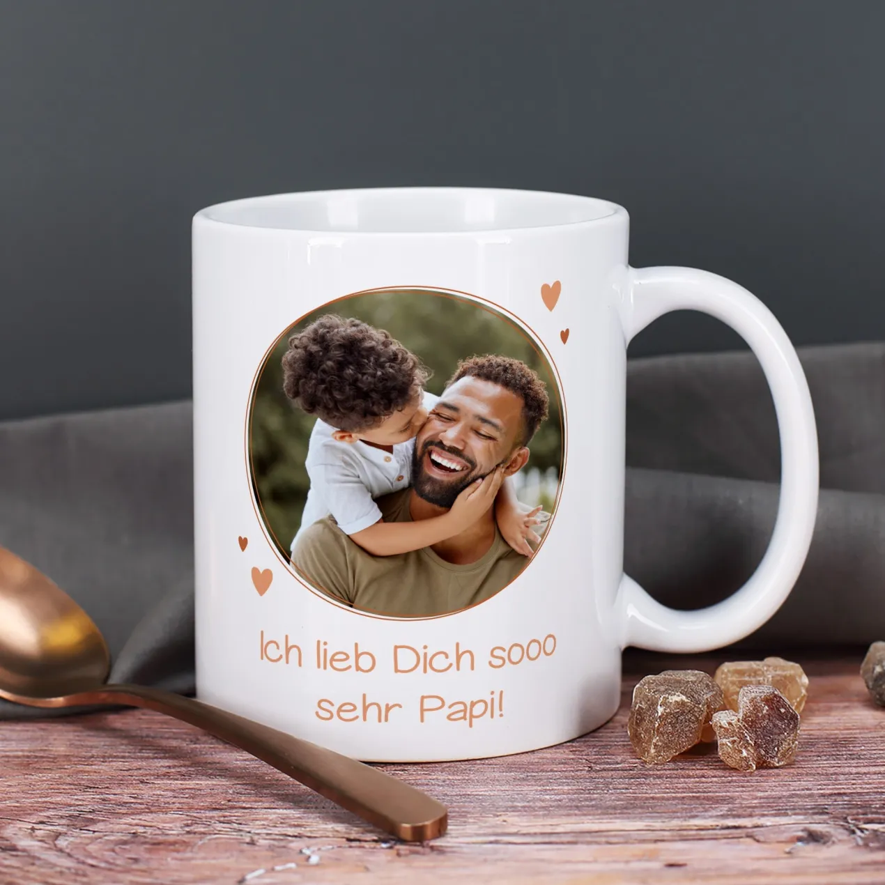 Tasse für Papa zum Vatertag mit Foto & Wunschtext personalisiert | Bär Motiv - du bist unentbärlich