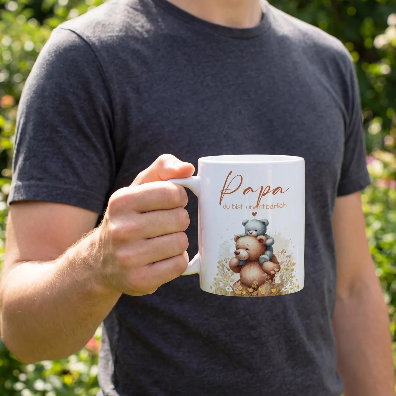 Tasse für Papa zum Vatertag mit Foto & Wunschtext personalisiert | Bär Motiv - du bist unentbärlich