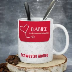 Tasse für Ärzte, Pflegepersonal und Praxisteams - Danke für die liebevolle Behandlung