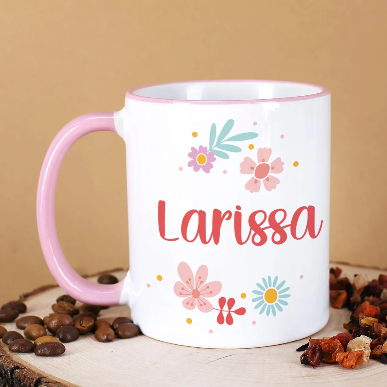 Tasse "Gönn dir mal ne Mauszeit" personalisiert mit Name | Rosa Rand & Henkel