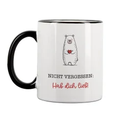 Tasse 'Hab dich lieb' mit Bärenmotiv | Liebevolle Keramiktasse für Partner, Familie & Freunde