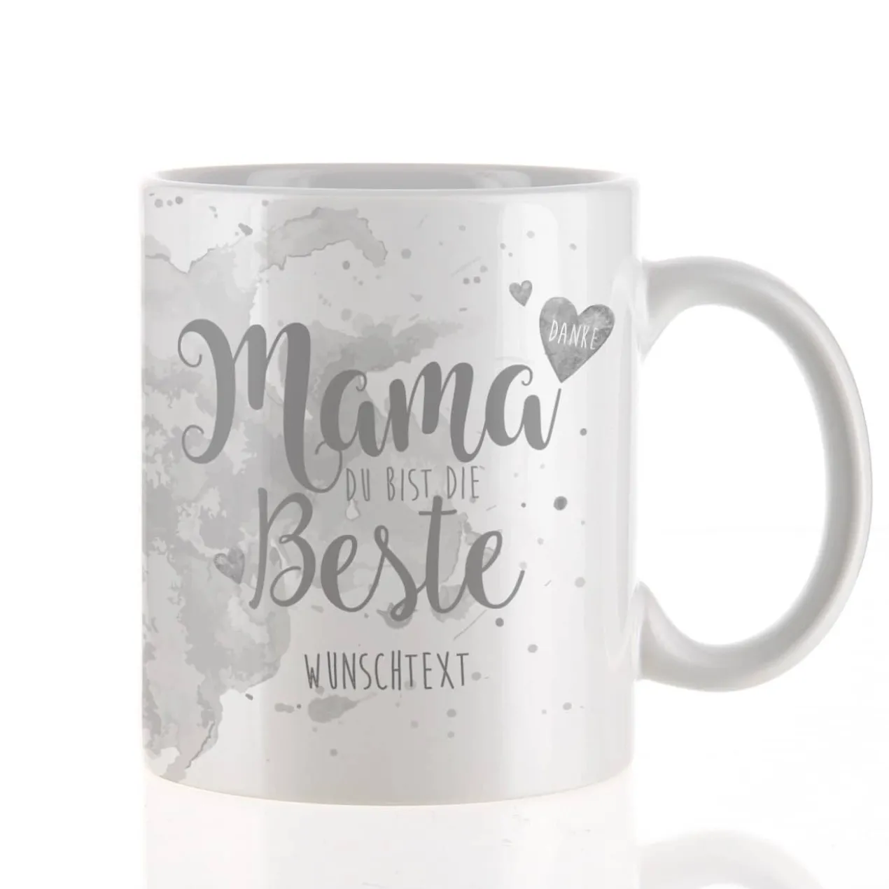 Tasse "Mama Du bist die Beste" mit Wunschtext in verschiedenen Farben