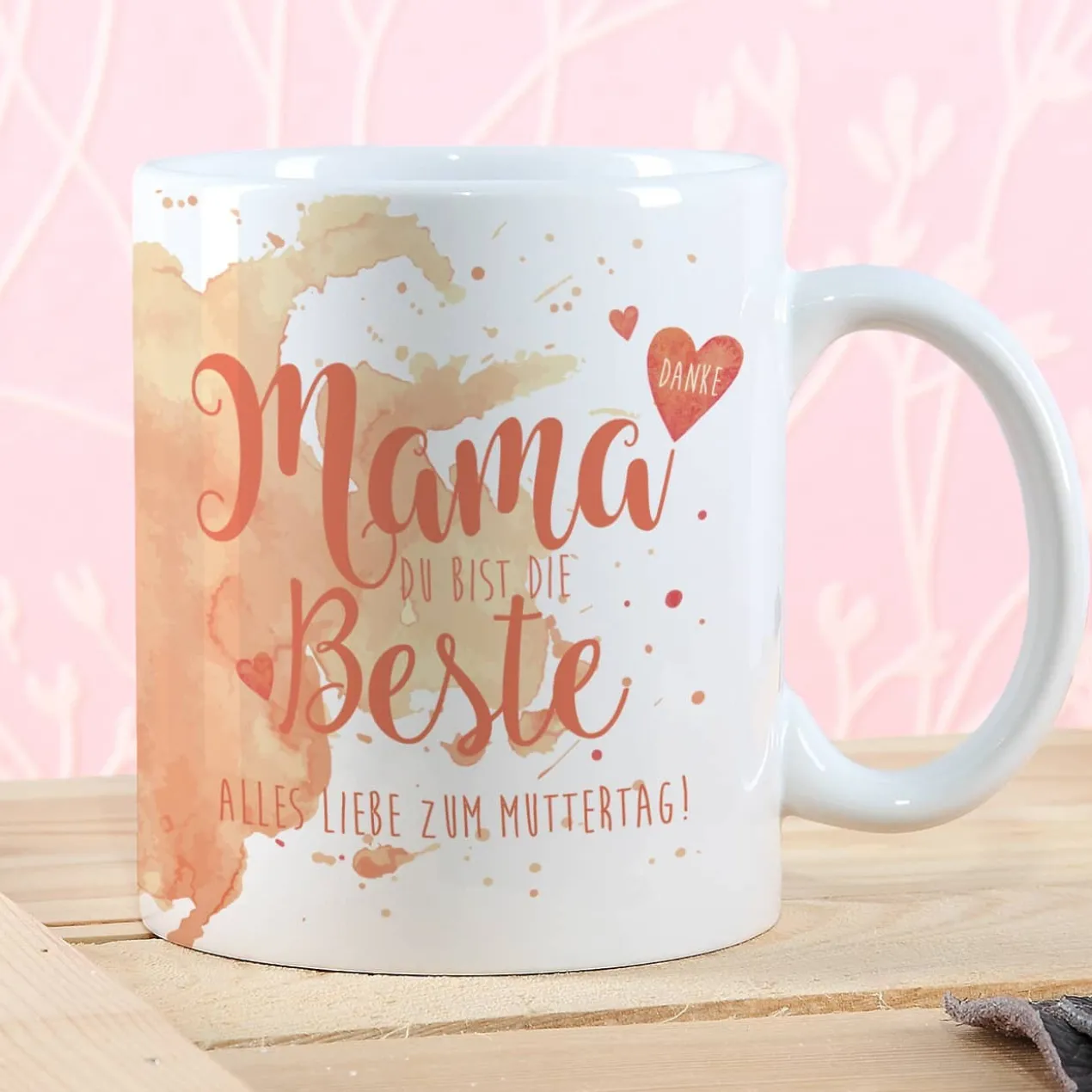 Tasse "Mama Du bist die Beste" mit Wunschtext in verschiedenen Farben