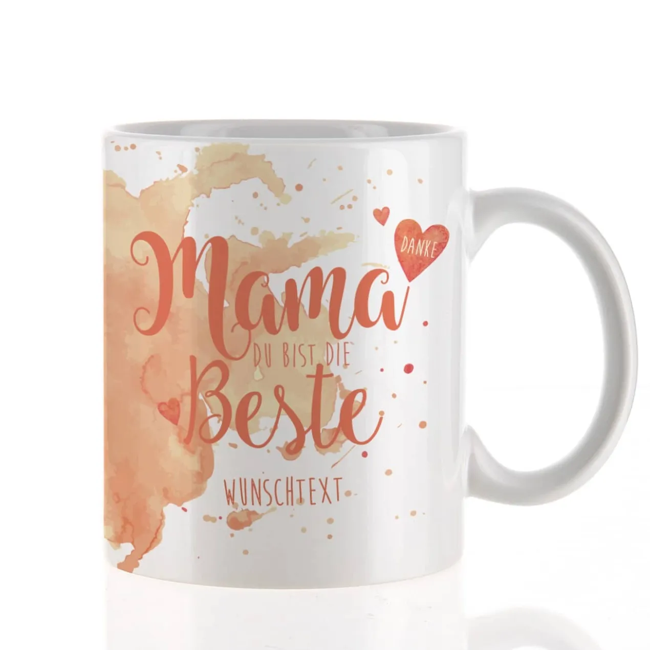 Tasse "Mama Du bist die Beste" mit Wunschtext in verschiedenen Farben