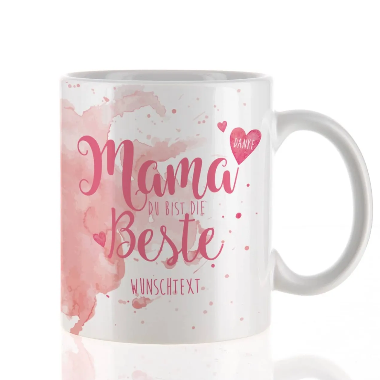 Tasse "Mama Du bist die Beste" mit Wunschtext in verschiedenen Farben