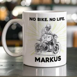 Tasse mit Classic Retro Bike Motiven personalisiert aus Keramik | Geschenk für Motorradfahrer