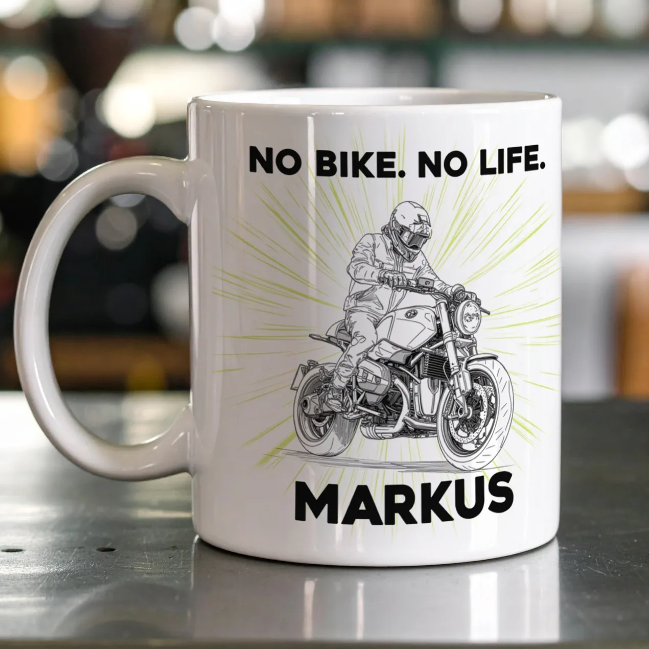Tasse mit Classic Retro Bike Motiven personalisiert aus Keramik | Geschenk für Motorradfahrer