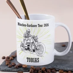 Tasse mit Classic Retro Bike Motiven personalisiert aus Keramik | Geschenk für Motorradfahrer