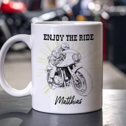Tasse mit Classic Retro Bike Motiven personalisiert aus Keramik | Geschenk für Motorradfahrer