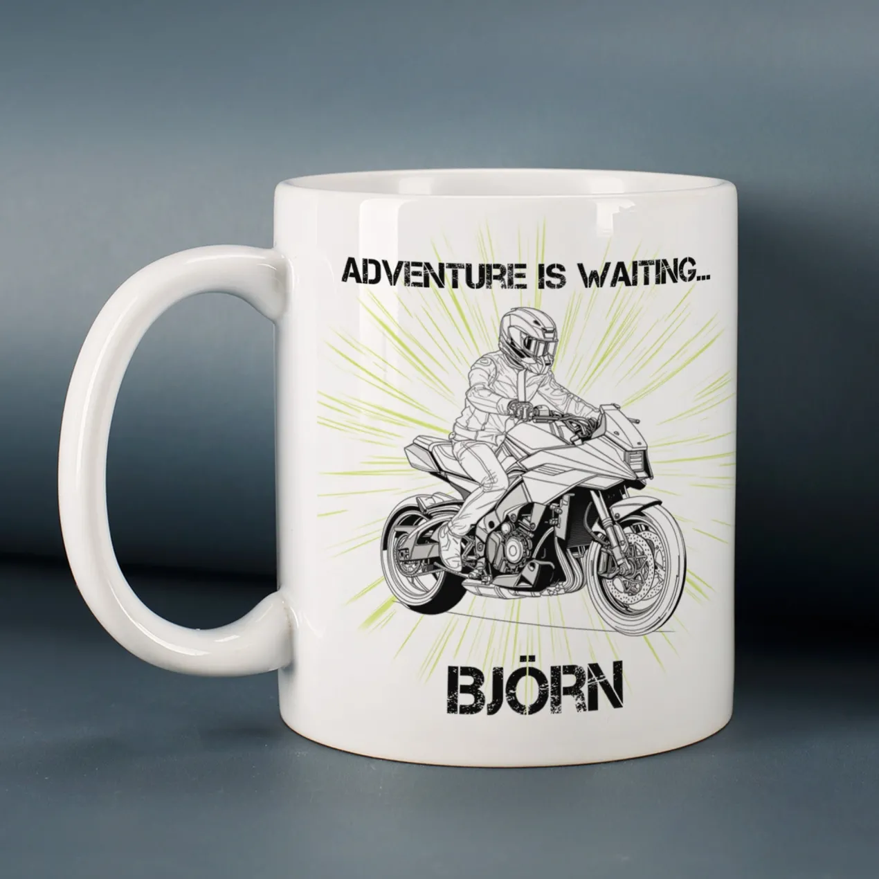 Tasse mit Classic Retro Bike Motiven personalisiert aus Keramik | Geschenk für Motorradfahrer