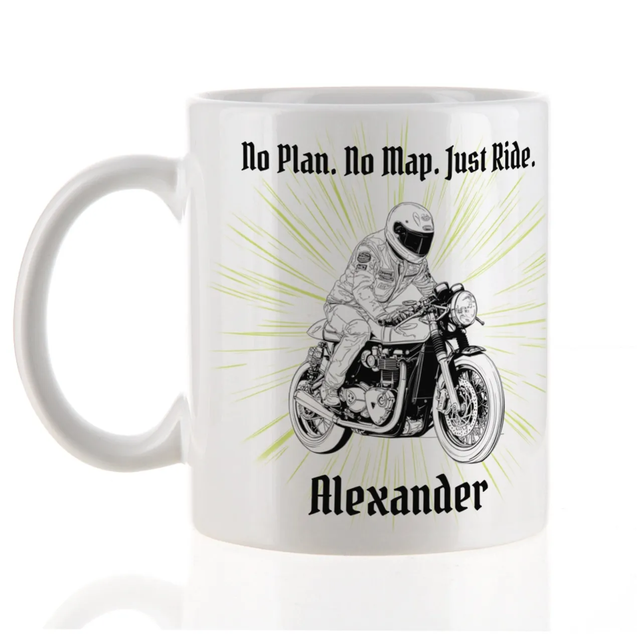 Tasse mit Classic Retro Bike Motiven personalisiert aus Keramik | Geschenk für Motorradfahrer