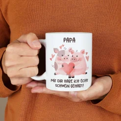 Tasse - Mit dir habe ich echt Schwein gehabt! - für Ihren Lieblingsmenschen