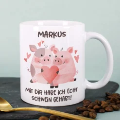 Tasse - Mit dir habe ich echt Schwein gehabt! - für Ihren Lieblingsmenschen