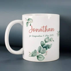 Tasse mit Eukalyptuszweig zur Kommunion, Konfirmation und mehr