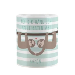 Tasse mit Faultier-Pärchen und Ihren Namen