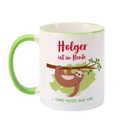 Tasse mit Faultier und Name - Geschenkidee für Rentner