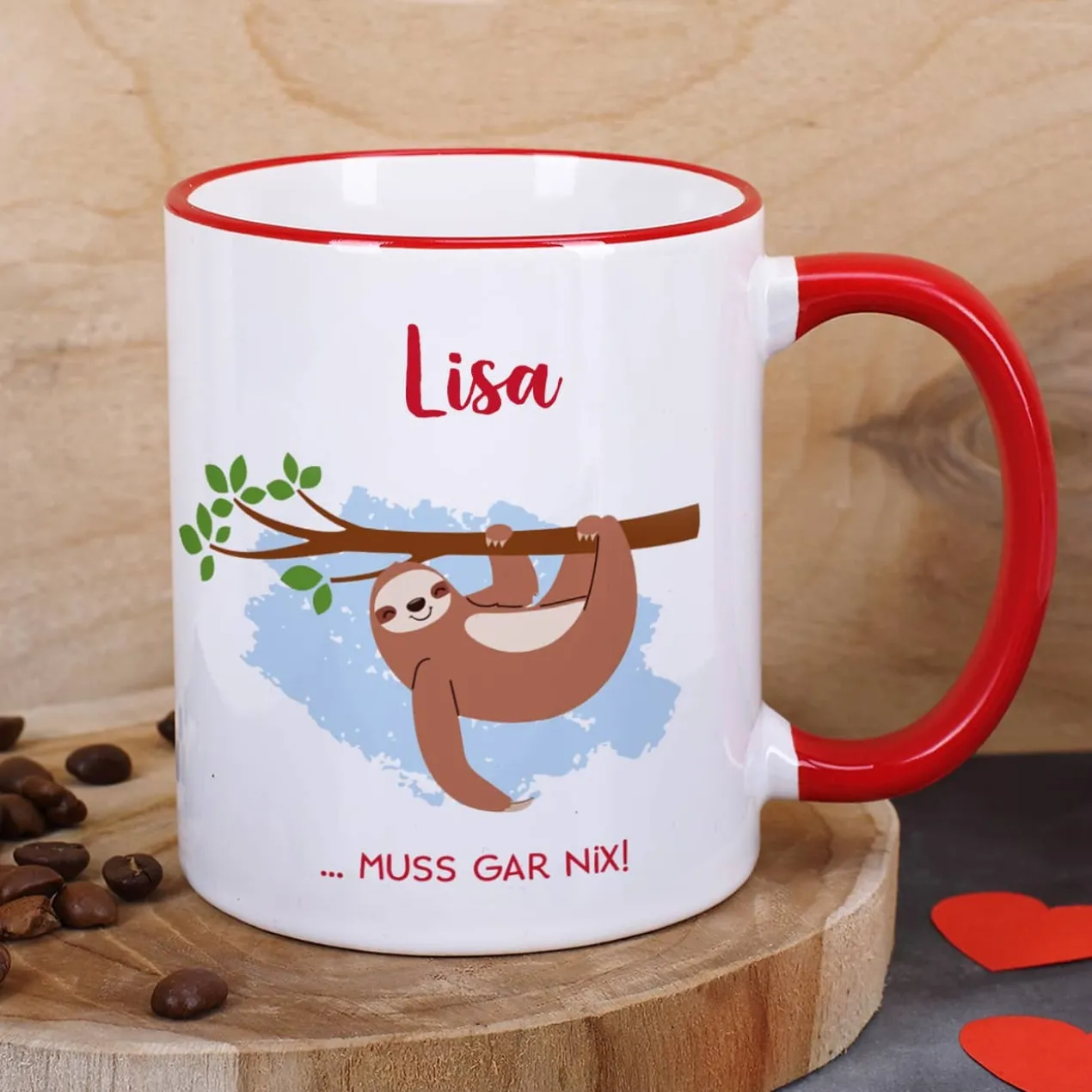 Tasse mit Faultier und Name - muss gar nix!