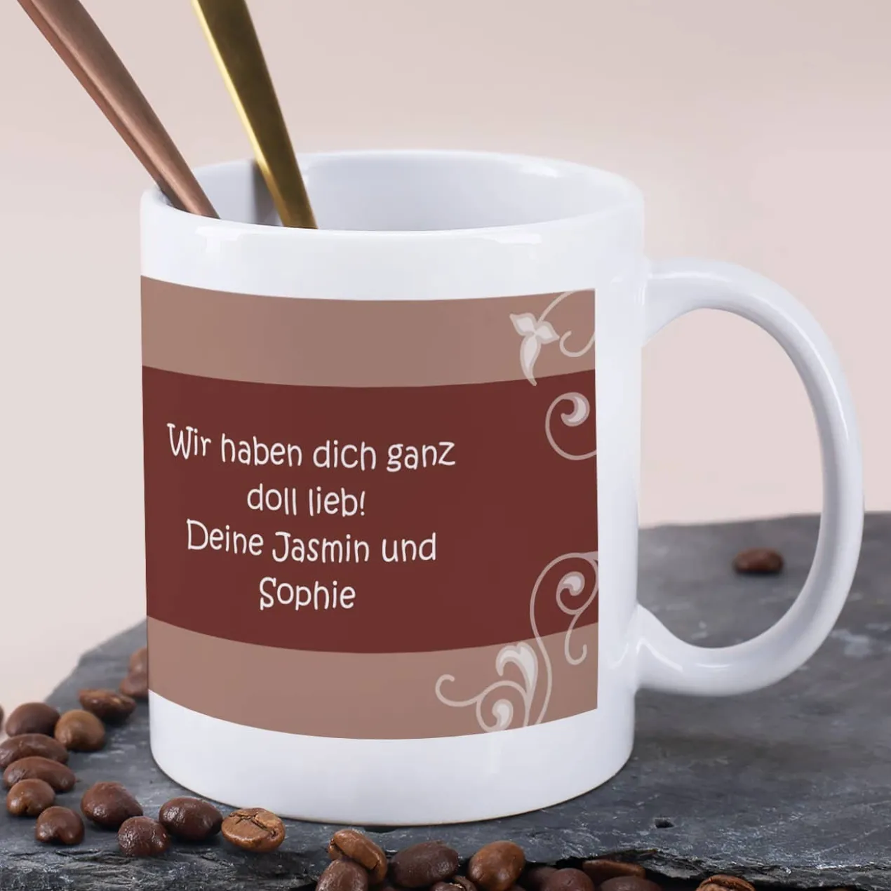 Tasse mit Foto und Text