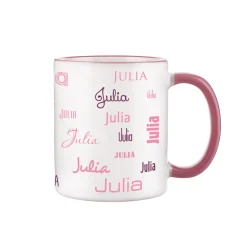 Tasse mit Ihrem Namen in verschiedenen Schriftarten und Farben