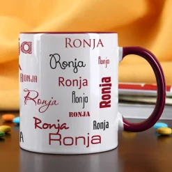 Tasse mit Ihrem Namen in verschiedenen Schriftarten und Farben