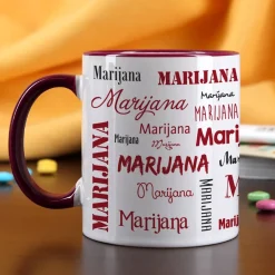 Tasse mit Ihrem Namen in verschiedenen Schriftarten und Farben