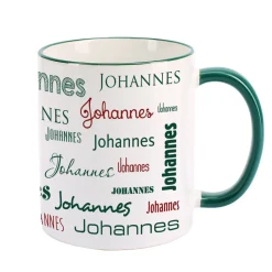 Tasse mit Ihrem Namen in verschiedenen Schriftarten und Farben