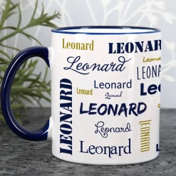 Tasse mit Ihrem Namen in verschiedenen Schriftarten und Farben