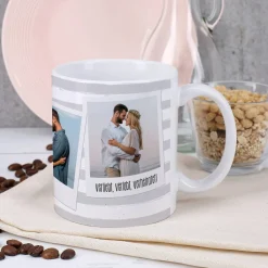 Tasse mit Ihren drei Lieblingsbildern und Wunschtexten
