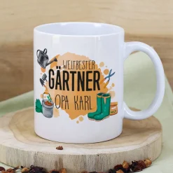 Tasse mit Name für den weltbesten Gärtner