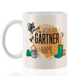 Tasse mit Name für den weltbesten Gärtner