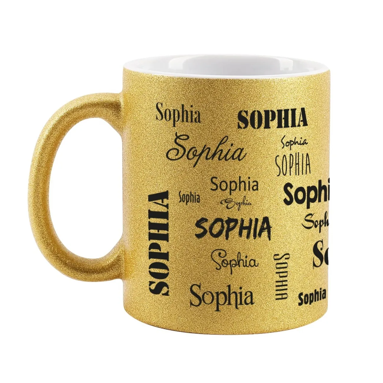Tasse mit Namensaufdruck in Metallic Pink oder Gold