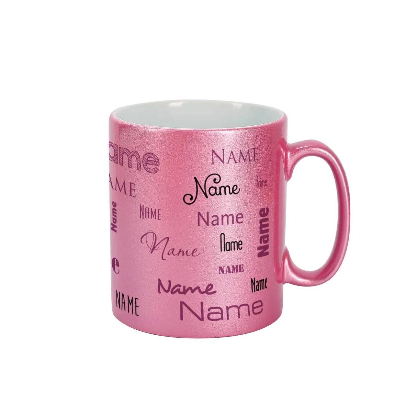Tasse mit Namensaufdruck in Metallic Pink oder Gold