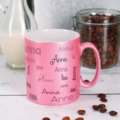 Tasse mit Namensaufdruck in Metallic Pink oder Gold