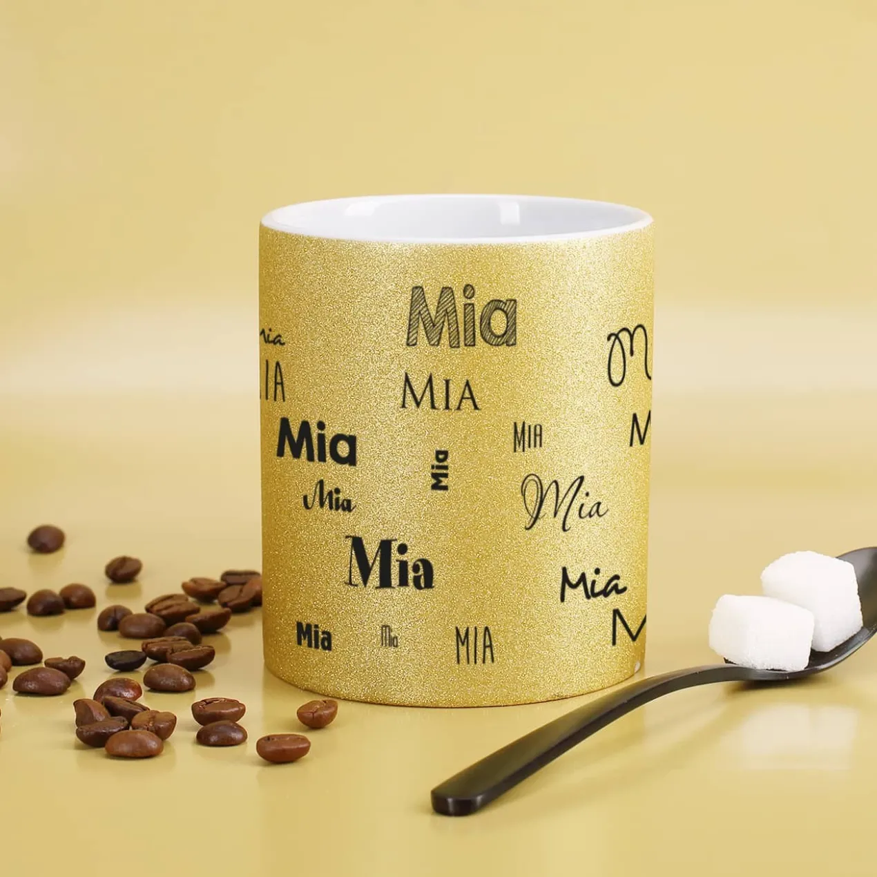 Tasse mit Namensaufdruck in Metallic Pink oder Gold