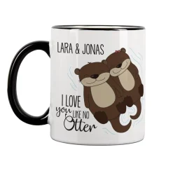 Tasse mit niedlichem Otterpaar
