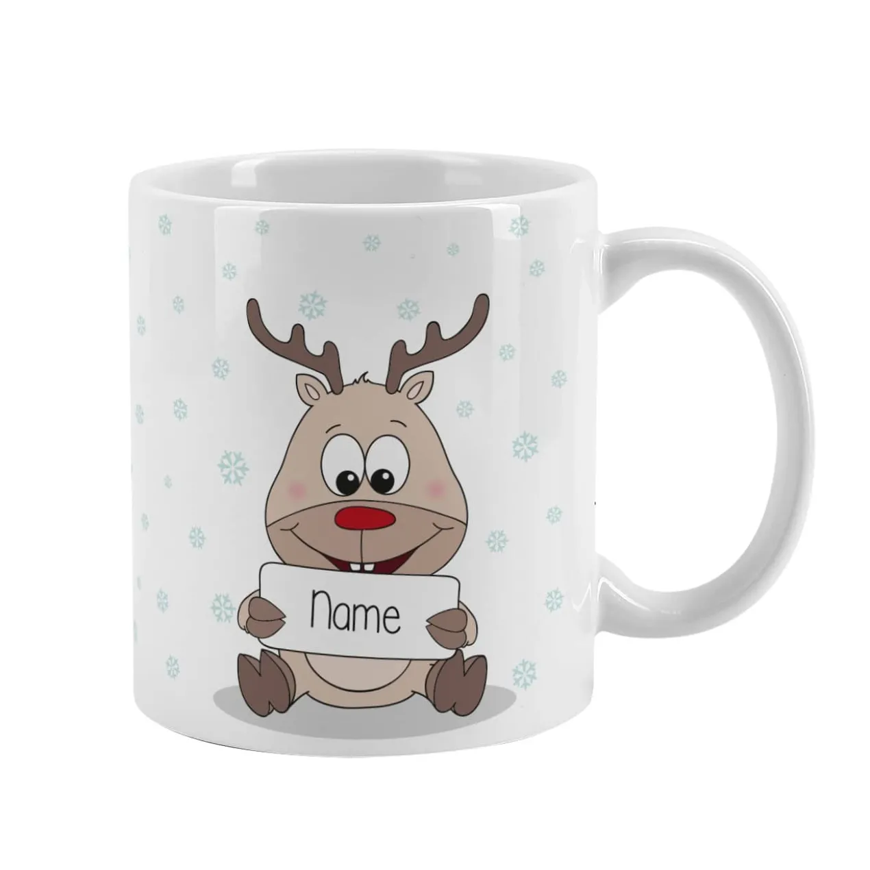 Tasse mit niedlichem Rentier und Ihrem Namen