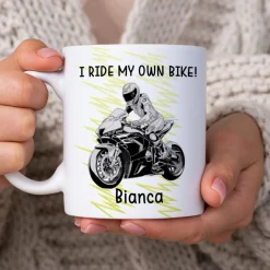 Tasse mit Superbike und Sport Bike Motiven, personalisiert mit Name und Wunschtext | Geschenk für Motorradfahrer