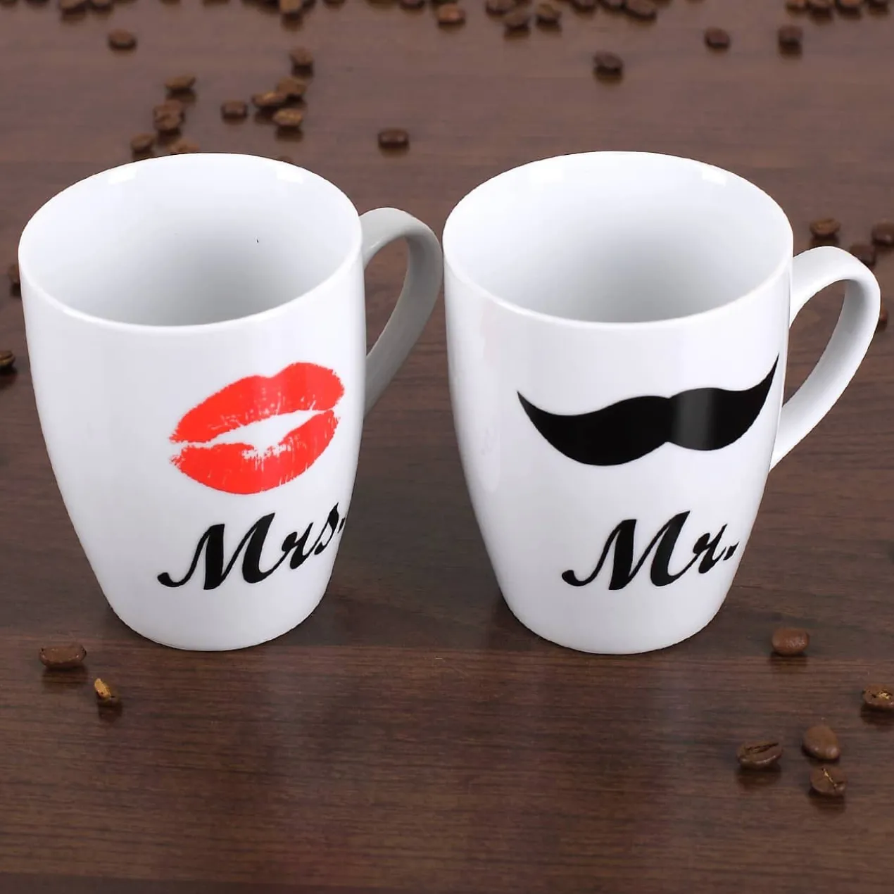 Tassen im Mr. & Mrs. Design, 2er Set in Geschenkverpackung