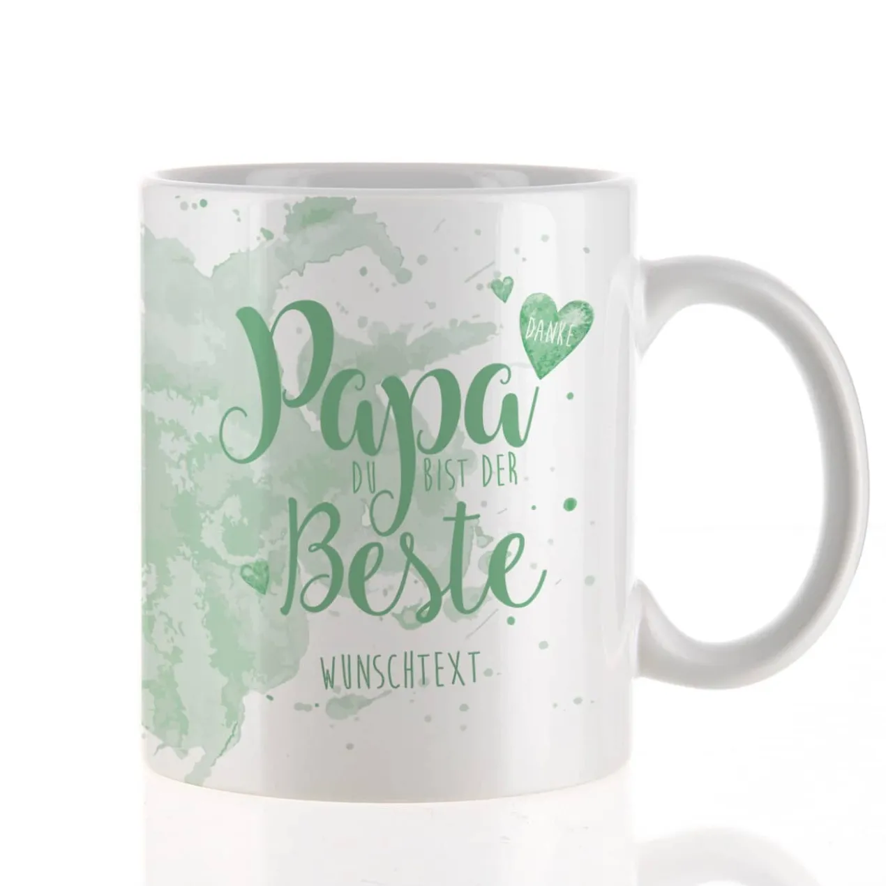 Tasse "Papa Du bist der Beste" mit Wunschtext in verschiedenen Farben
